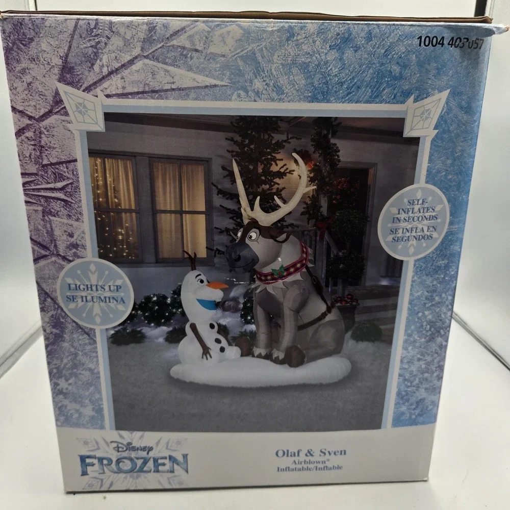 Gemmy Disney Frozen 7 Ft Olaf & Sven Scene Christmas Decor Airblown Inflatable